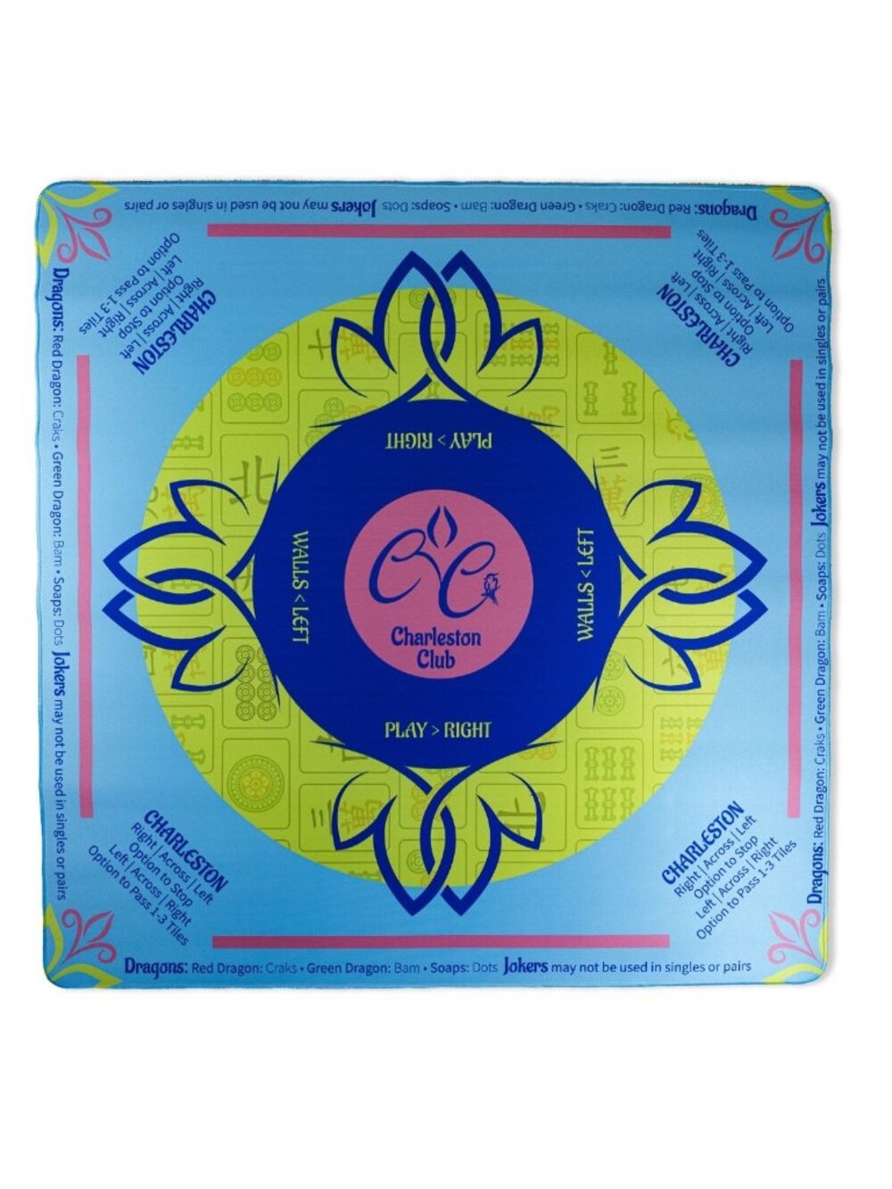 Mah Jongg Mat Table Cover - Charleston Club Rules - Navy